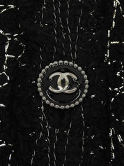 2007年製 ツイードロゴ刺繍パターンCCマークボタンジャケット ブラック