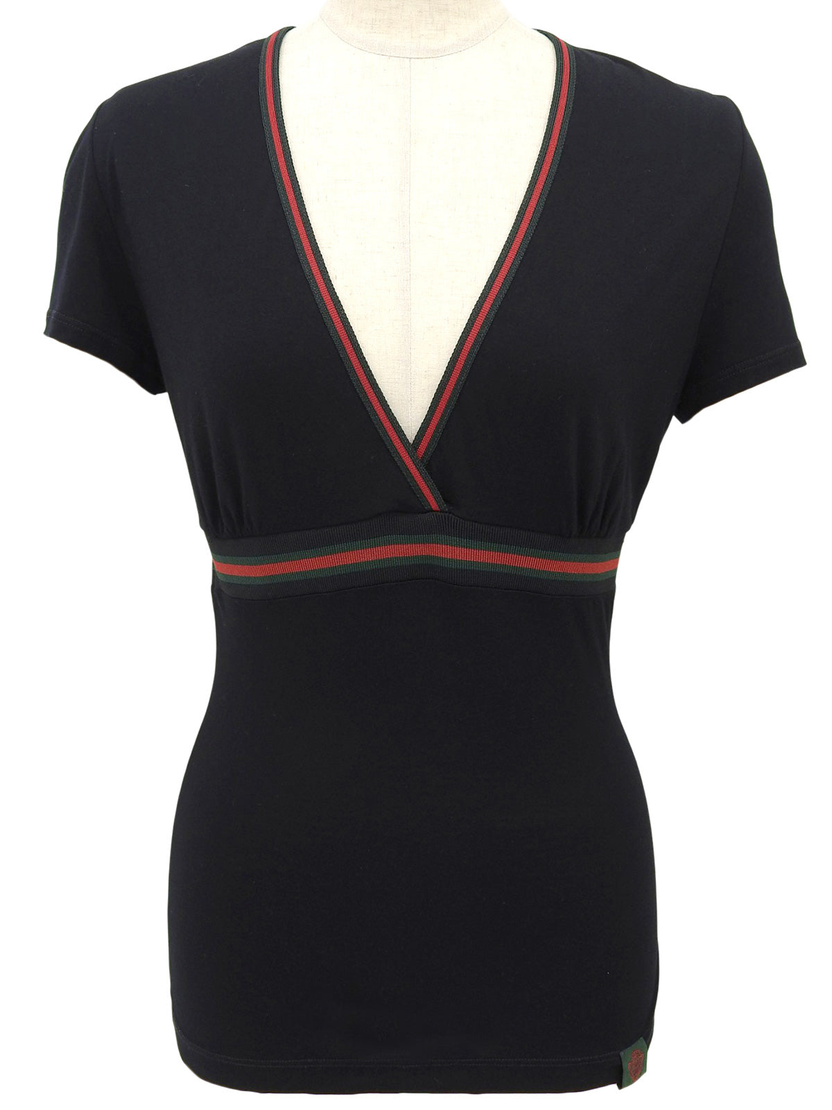 シェリーラインハーフスリーブトップス ブラック/グリーン/レッド