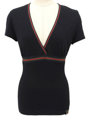 シェリーラインハーフスリーブトップス ブラック/グリーン/レッド