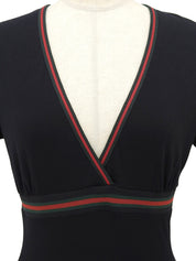 シェリーライン半袖トップス ブラック/グリーン/レッド