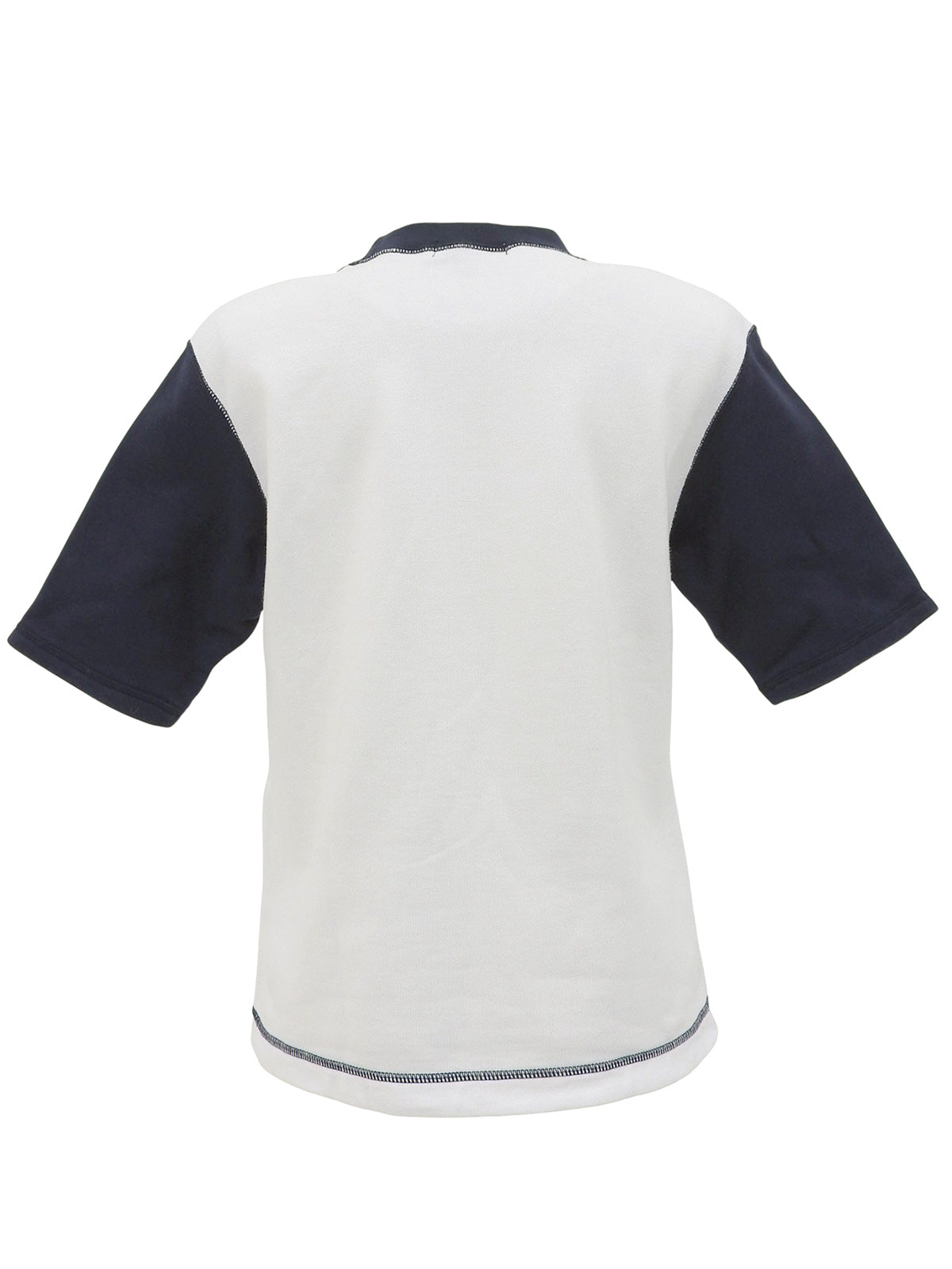 白色/藏青色双色刺绣logo短袖卫衣