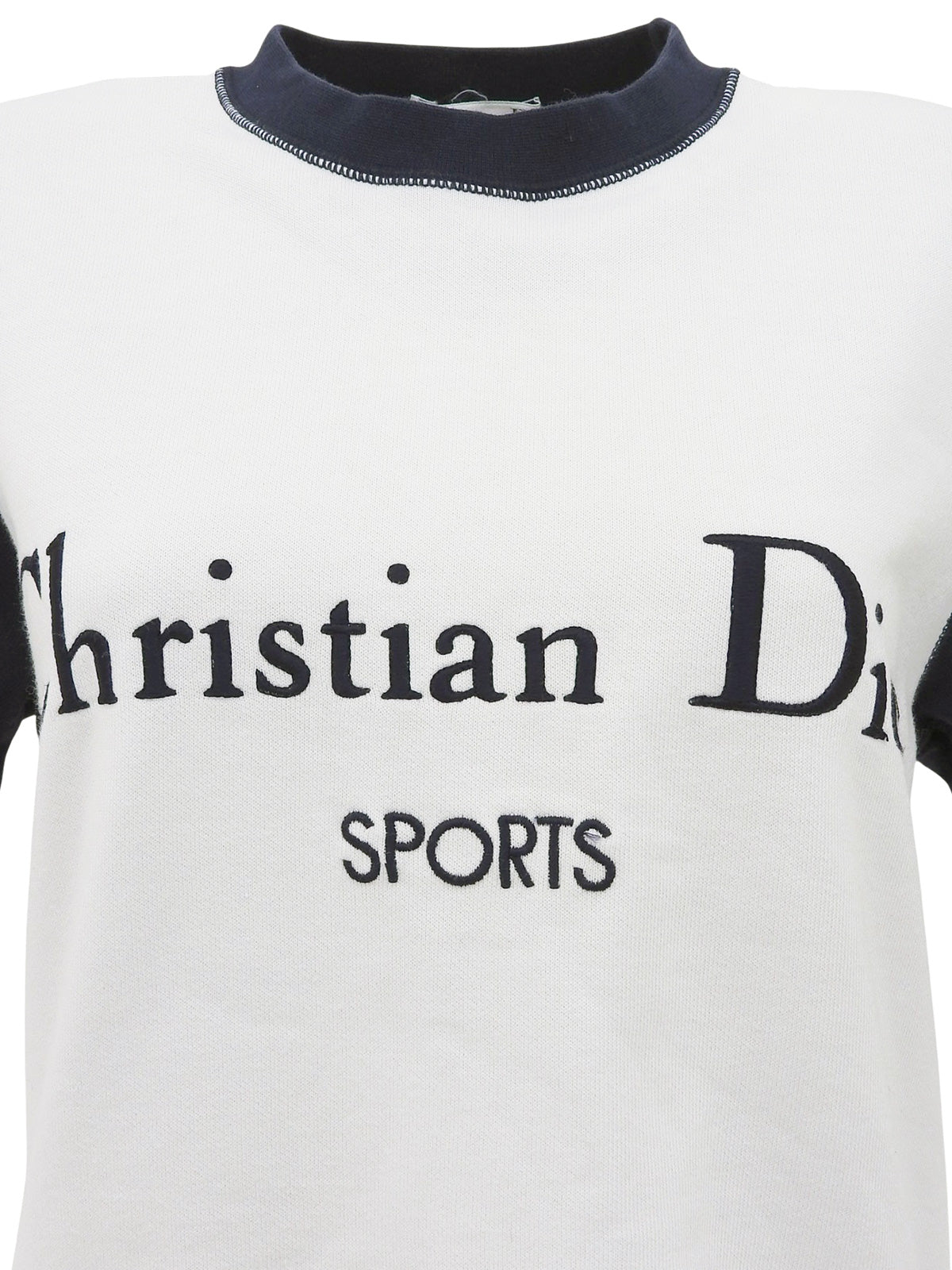 白色/藏青色双色刺绣logo短袖卫衣