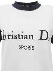 白色/藏青色双色刺绣logo短袖卫衣