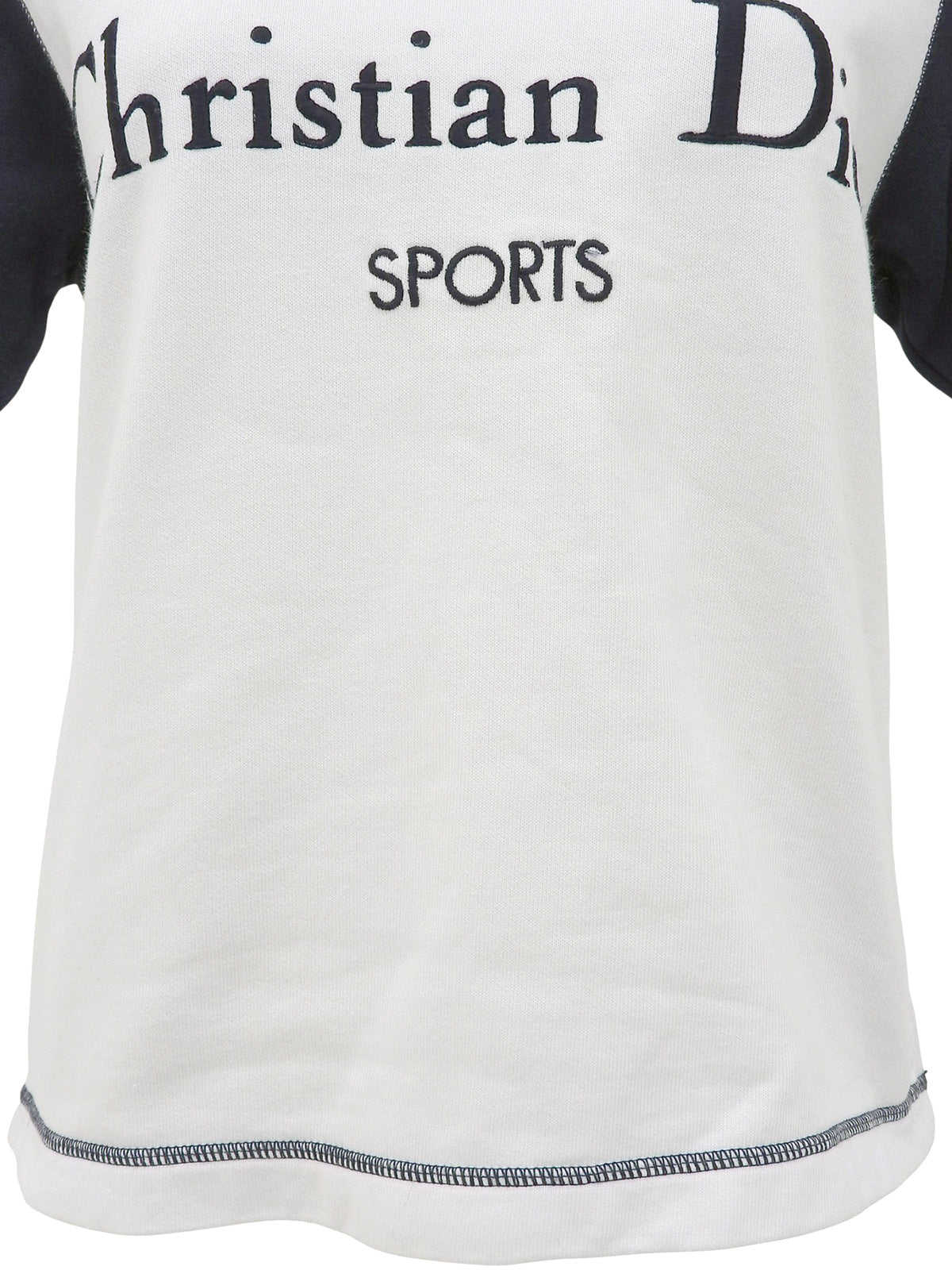 白色/藏青色双色刺绣logo短袖卫衣