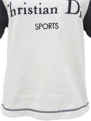 白色/藏青色双色刺绣logo短袖卫衣