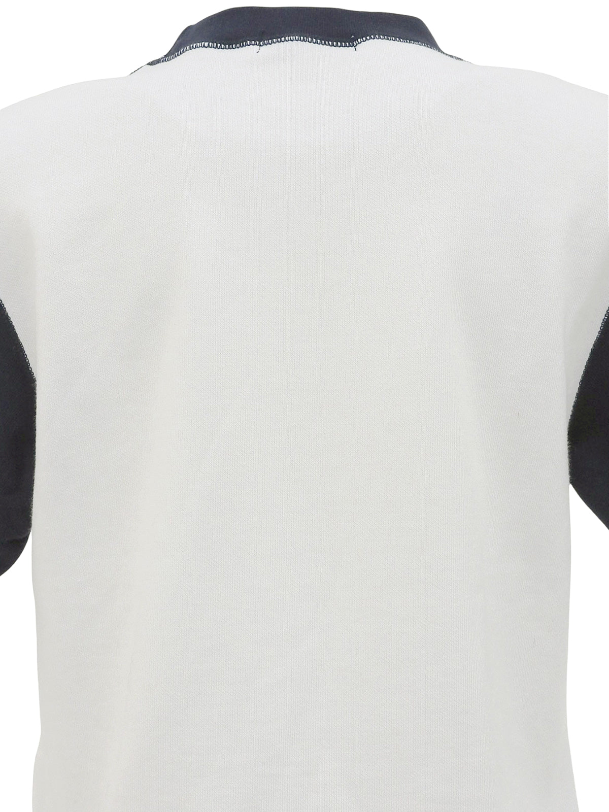 バイカラーロゴ刺繍半袖スウェット ホワイト/ネイビー