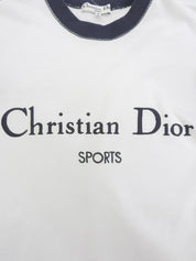 白色/藏青色双色刺绣logo短袖卫衣