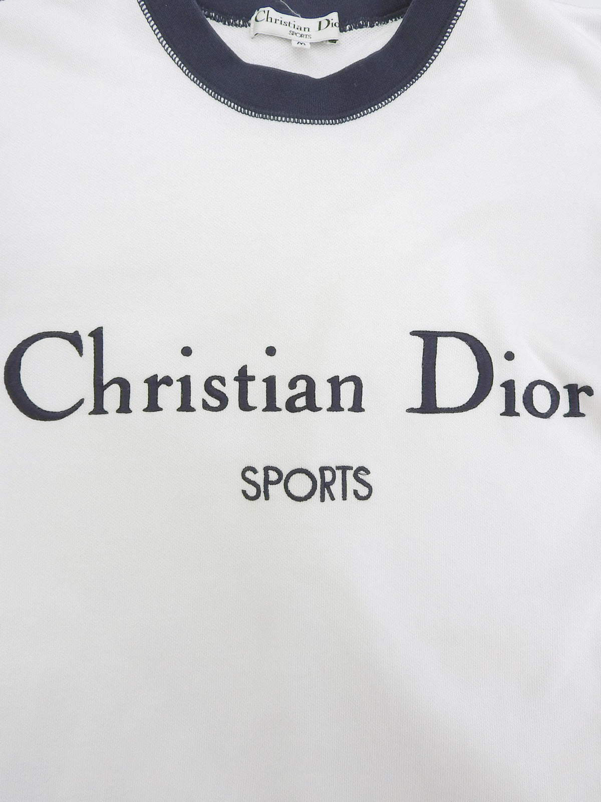 バイカラーロゴ刺繍半袖スウェット ホワイト/ネイビー