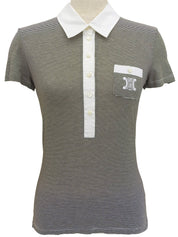 ボーダーパターンロゴ刺繍ポロシャツ ブラウン/ホワイト