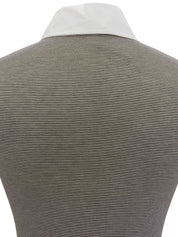 ボーダーパターンロゴ刺繍ポロシャツ ブラウン/ホワイト