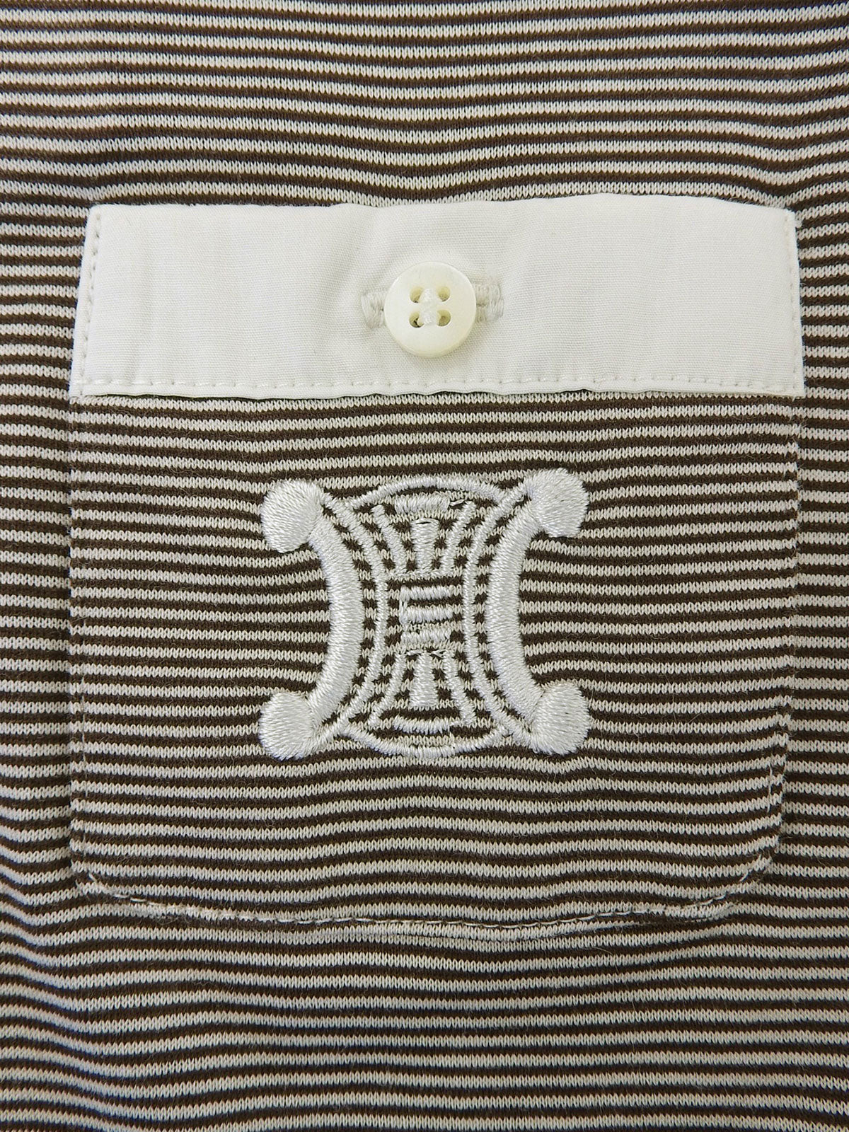 ボーダーパターンロゴ刺繍ポロシャツ ブラウン/ホワイト