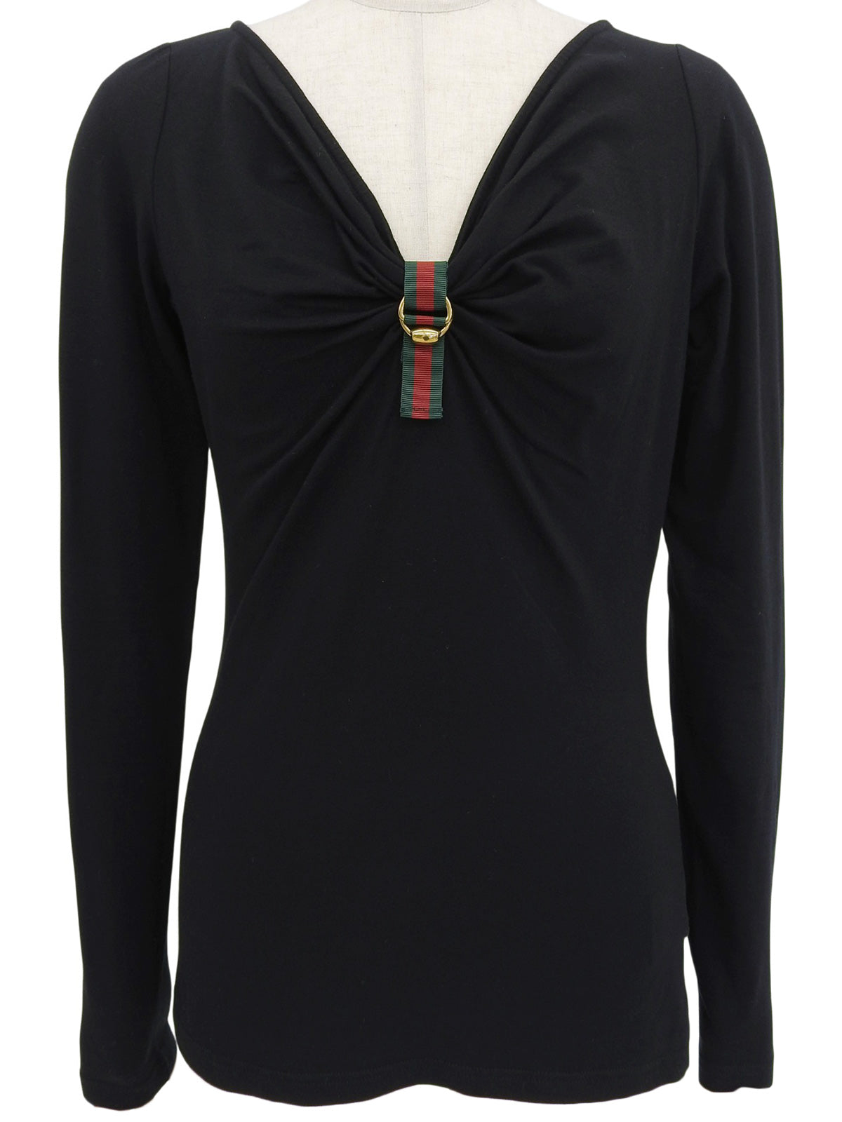 シェリーライン長袖トップス ブラック