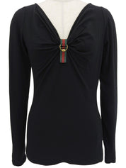 シェリーライン長袖トップス ブラック