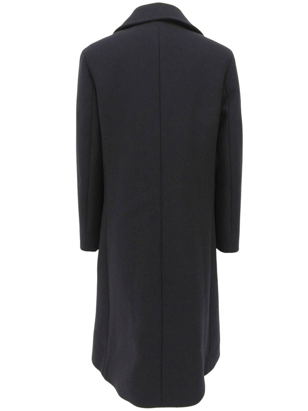 ウールロゴボタンダブルブレストロングコート ネイビー