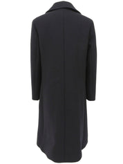 ウールロゴボタンダブルブレストロングコート ネイビー