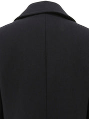 ウールロゴボタンダブルブレストロングコート ネイビー