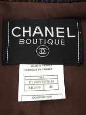 1998年製 ツイードCCマークボタンラウンドカラージャケット ブラウン/マルチ