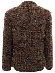 1998年製 ツイードCCマークボタンラウンドカラージャケット ブラウン/マルチ