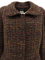 1998年製 ツイードCCマークボタンラウンドカラージャケット ブラウン/マルチ