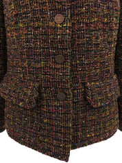 1998年製 ツイードCCマークボタンラウンドカラージャケット ブラウン/マルチ