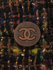 1998年製 ツイードCCマークボタンラウンドカラージャケット ブラウン/マルチ