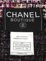 1998年製 ツイードCCマークボタンジャケット パープル/マルチ