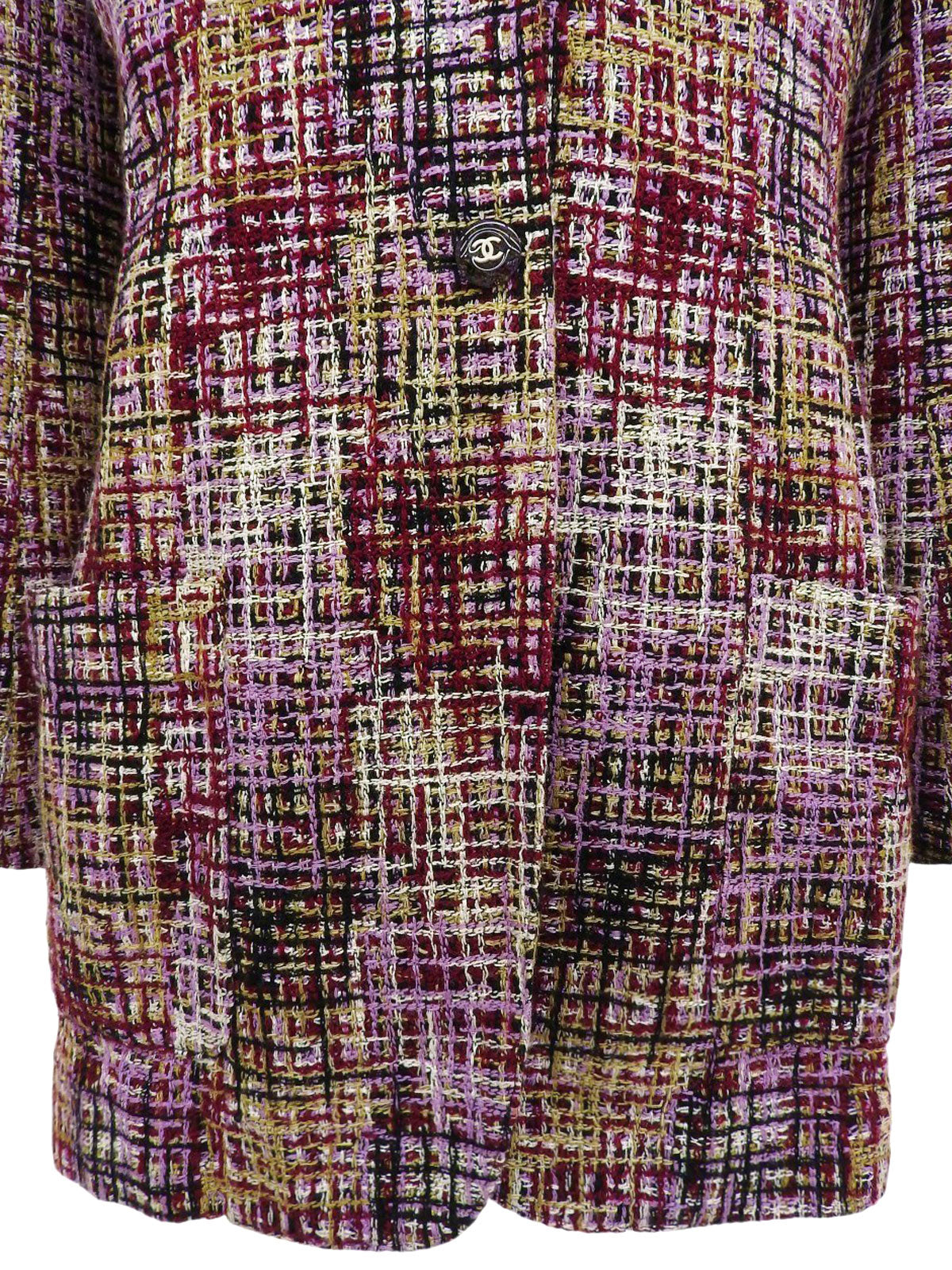 1998年製 ツイードCCマークボタンジャケット パープル/マルチ