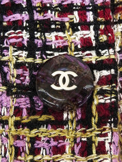 1998年製 ツイードCCマークボタンジャケット パープル/マルチ