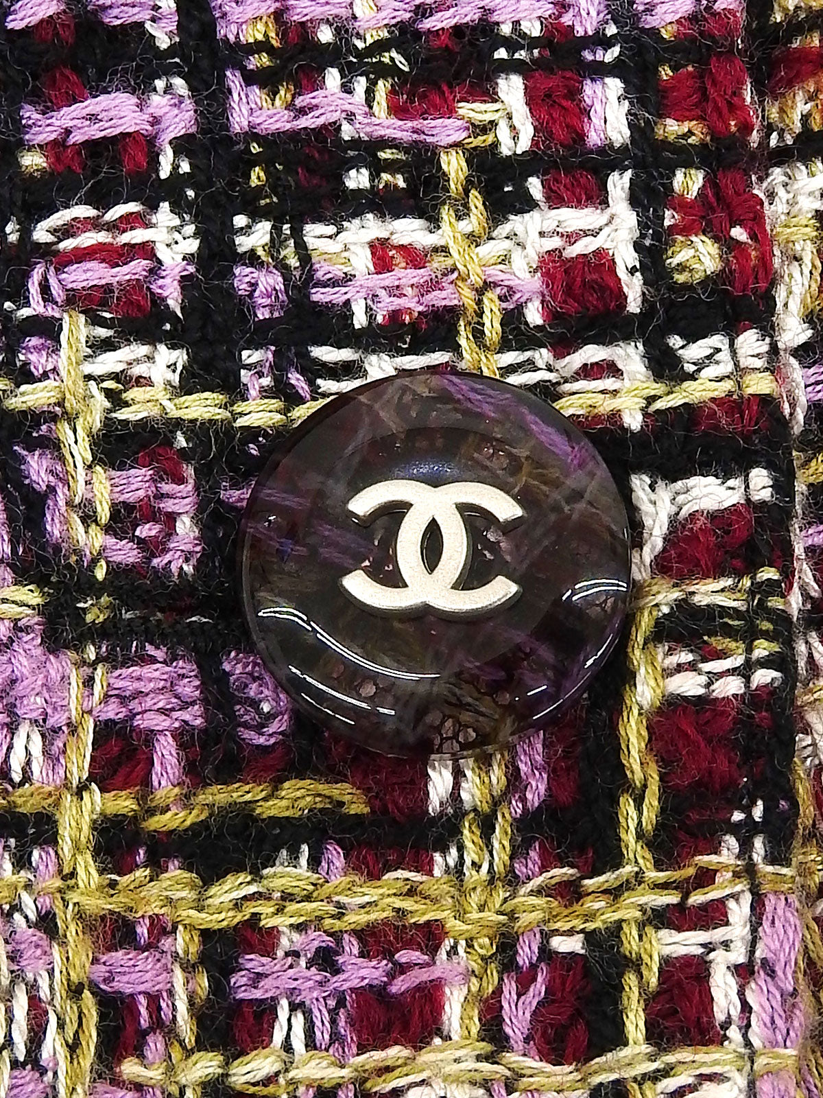 1998年製 ツイードCCマークボタンジャケット パープル/マルチ