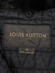 Mink Fur Monogram Pattern Poncho in Black