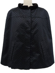 ミンクファーモノグラムパターンポンチョ ブラック