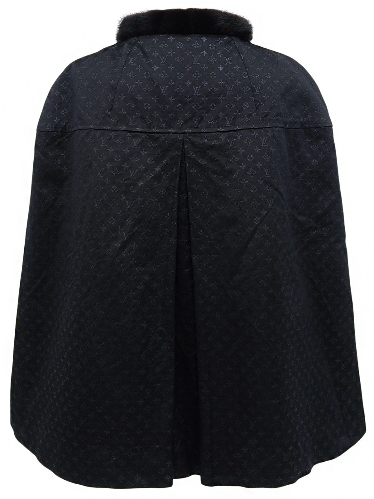 ミンクファーモノグラムパターンポンチョ ブラック