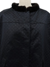 ミンクファーモノグラムパターンポンチョ ブラック