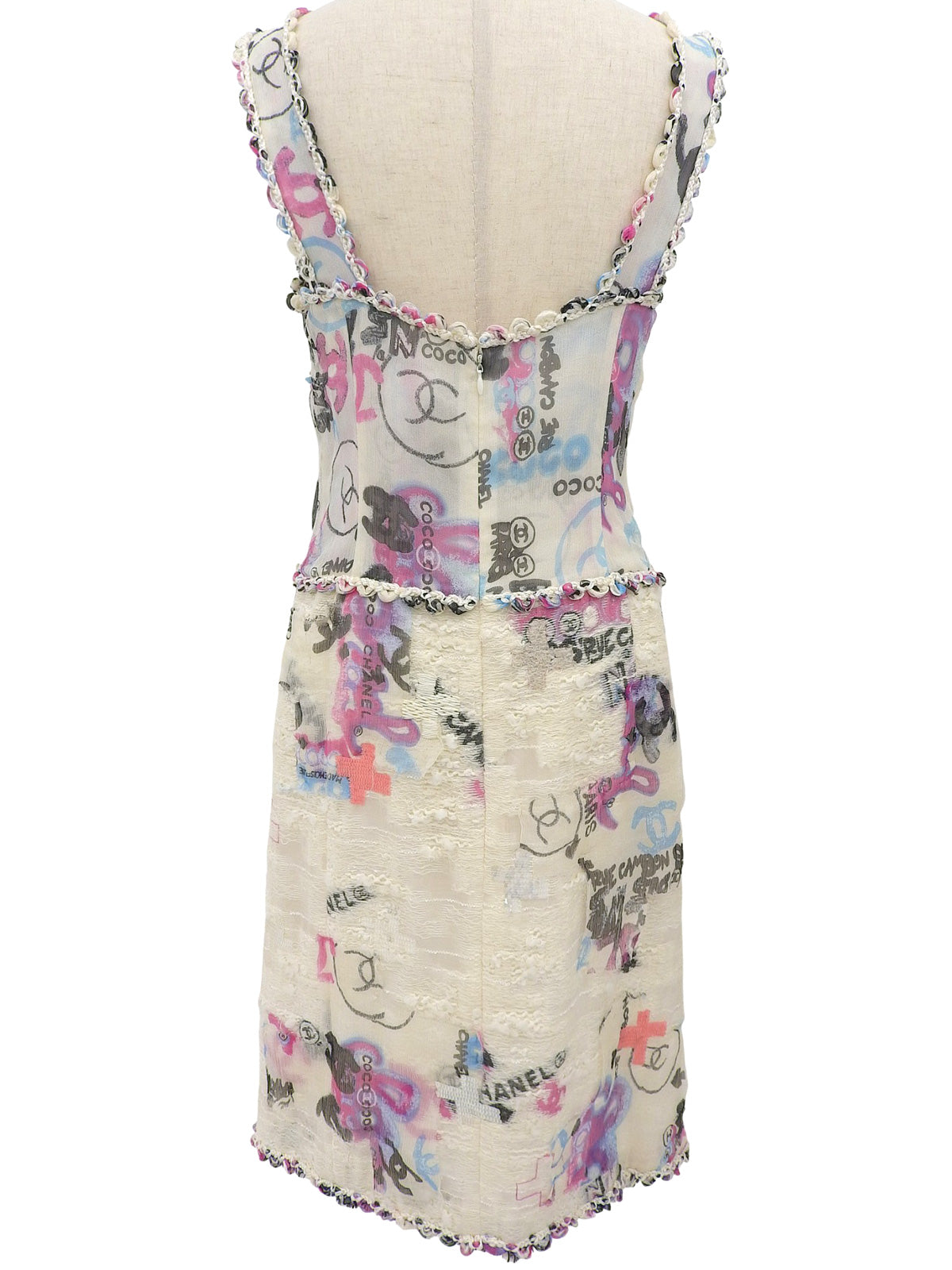 2007年製 スパンコールマルチモチーフキャミソールワンピース アイボリー/マルチ