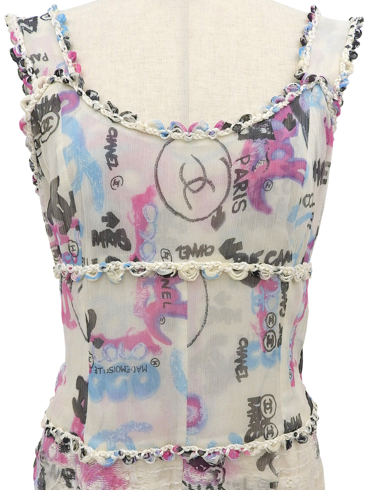 2007年製 スパンコールマルチモチーフキャミソールワンピース アイボリー/マルチ