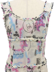 2007年製 スパンコールマルチモチーフキャミソールワンピース アイボリー/マルチ