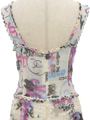 2007年製 スパンコールマルチモチーフキャミソールワンピース アイボリー/マルチ