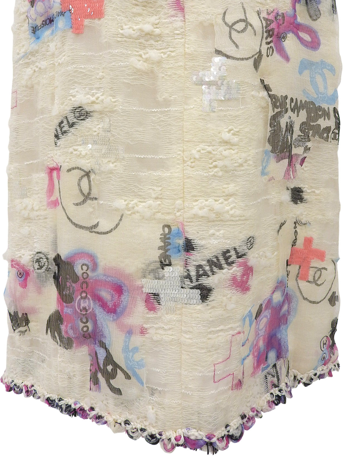 2007年製 スパンコールマルチモチーフキャミソールワンピース アイボリー/マルチ