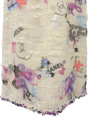 2007年製 スパンコールマルチモチーフキャミソールワンピース アイボリー/マルチ