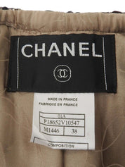 2001年製 ツイードCCマークボタンノーカラーセットアップ ブラウン/ベージュ