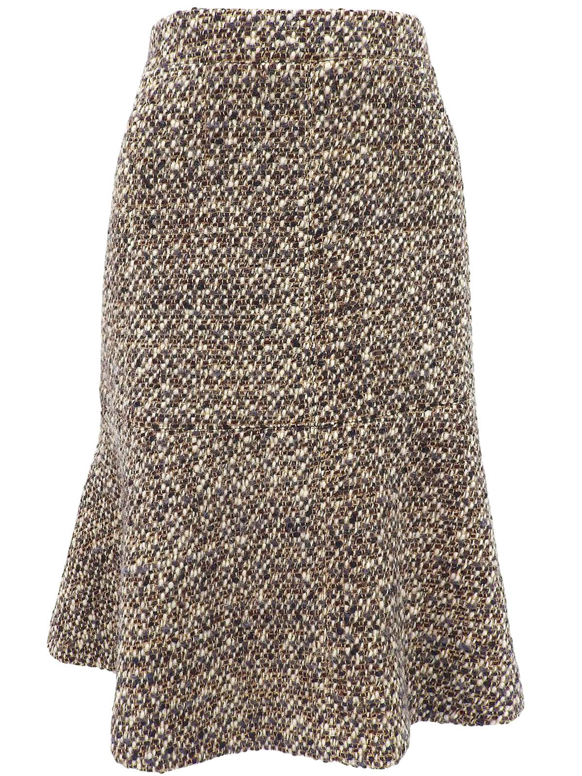 2001 Tweed CC Mark Button Collarless Set in Brown/Beige