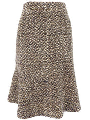 2001 Tweed CC Mark Button Collarless Set in Brown/Beige