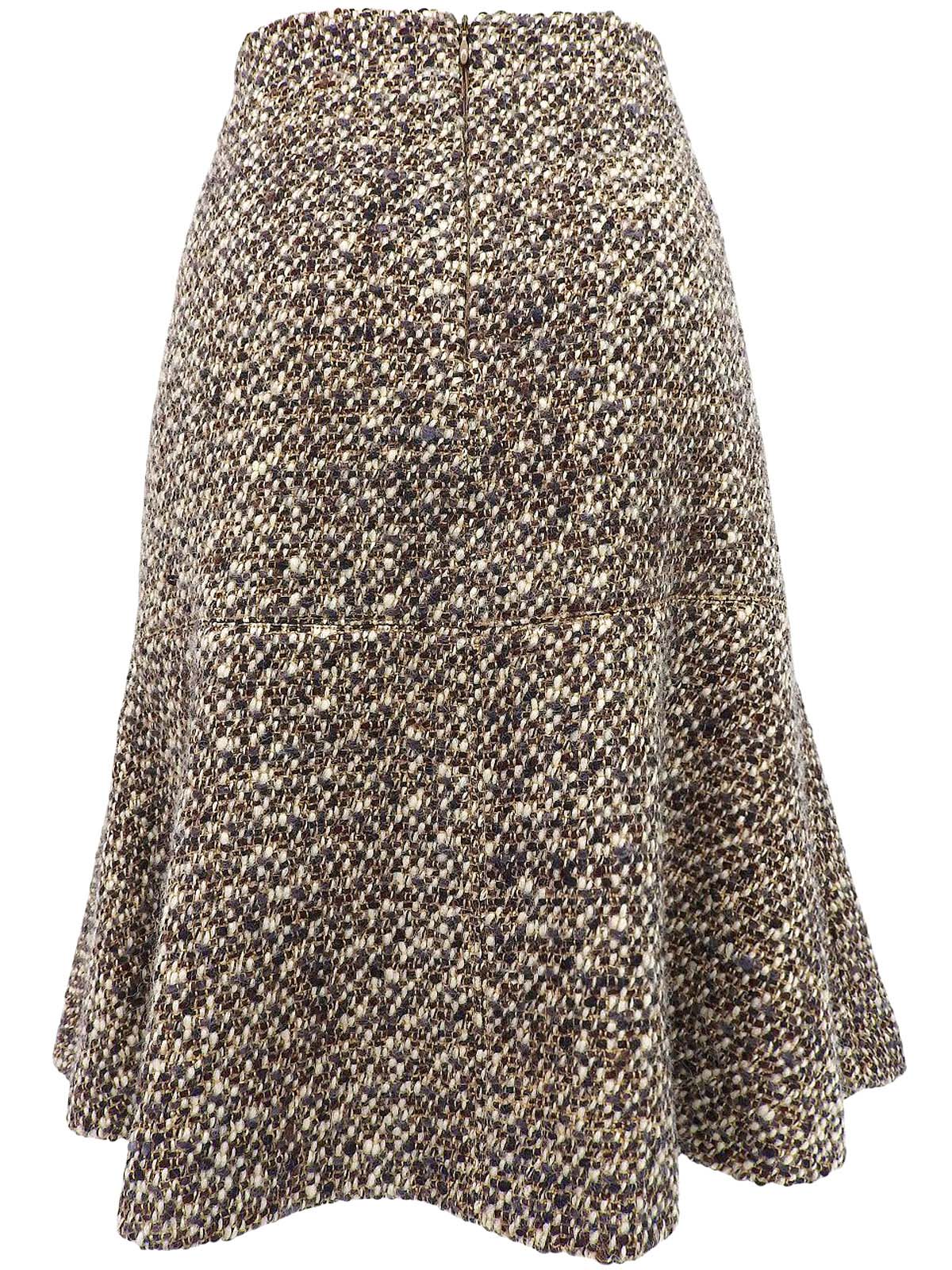 2001年製 ツイードCCマークボタンノーカラーセットアップ ブラウン/ベージュ