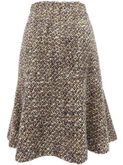 2001 Tweed CC Mark Button Collarless Set in Brown/Beige