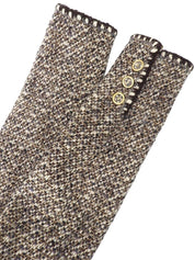 2001 Tweed CC Mark Button Collarless Set in Brown/Beige