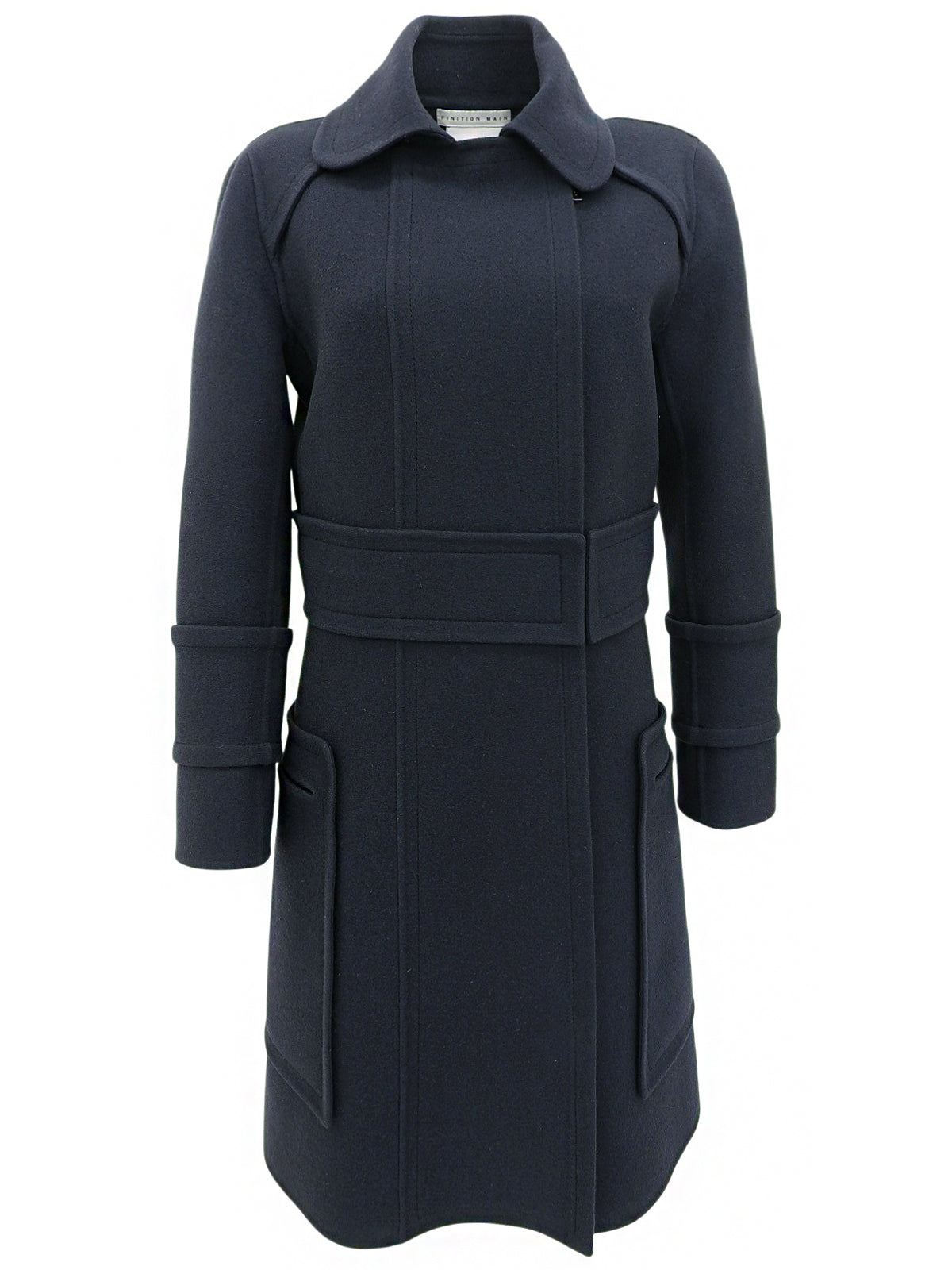 Navy wool logo zip-up coat