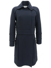 Navy wool logo zip-up coat