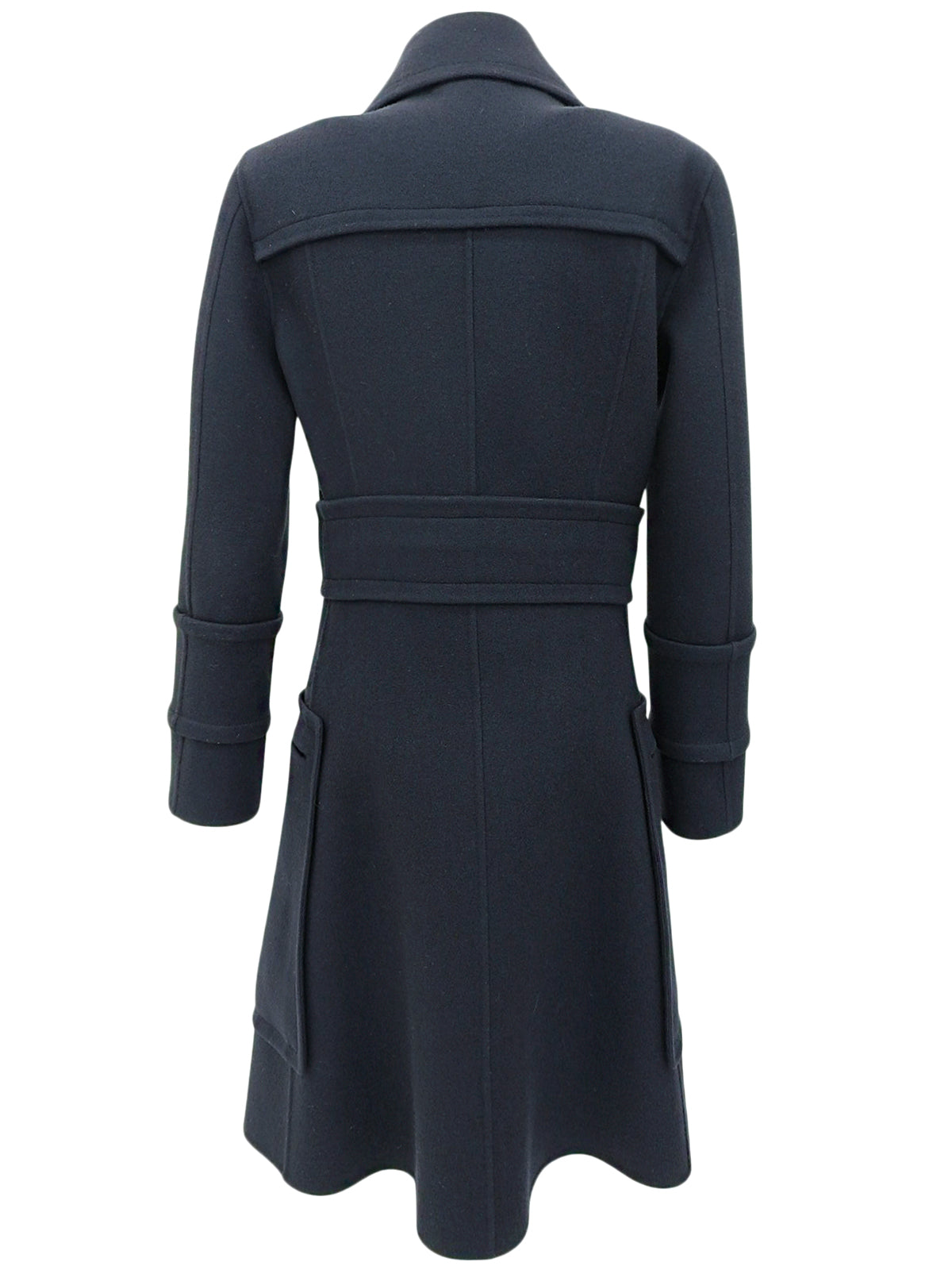 Navy wool logo zip-up coat