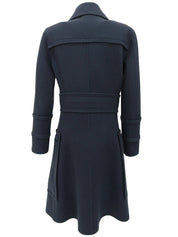 Navy wool logo zip-up coat