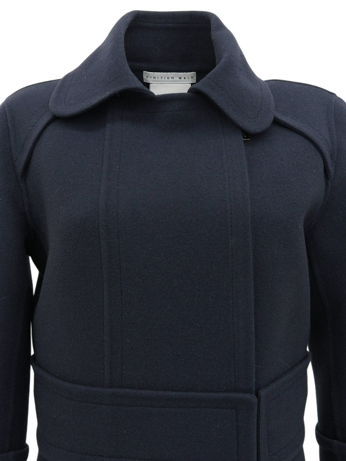 Navy wool logo zip-up coat